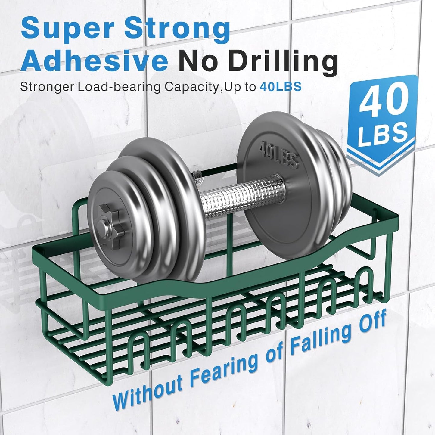 Shower Caddy 2 Pack, Adhesive Shower Organizer for Home Decor & Kitchen Storage, No Drilling, Rustproof Stainless Steel Bathroom Shelf Organizer