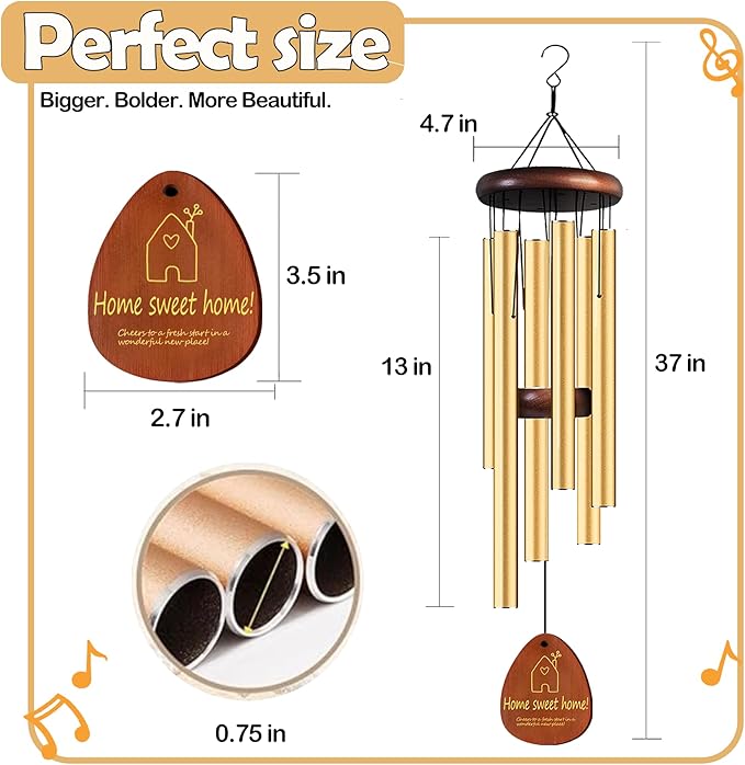 Housewarming Gifts for New Home, Home Sweet Home，House Warming Gift，New Home Gift Ideas，BestGifts for Housewarming，House Warming Gifts for Women or Men，Home Sweet Home，37 Inch Wind Chimes