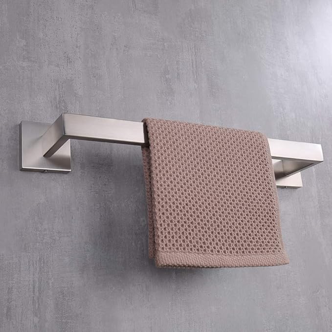 TASTOS 16 Inch Towel Bar Rack Brushed Nickel, Stainless Steel Modren Square Towel Holder for Bathroom Kitchen Wall Mounted