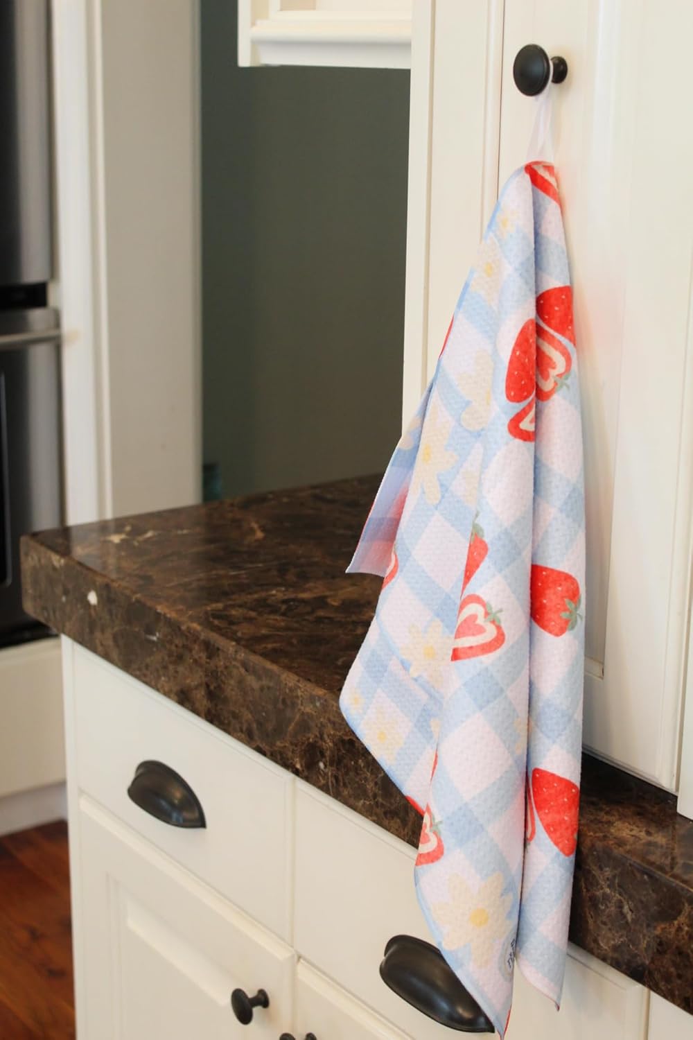 2 Pack Double Sided || Not Your Ordinary Kitchen Towels || Dish Towels || Quick Dry || Waffle Weave Microfiber || Highly Absorbent || Hanging Hook (Strawberry)