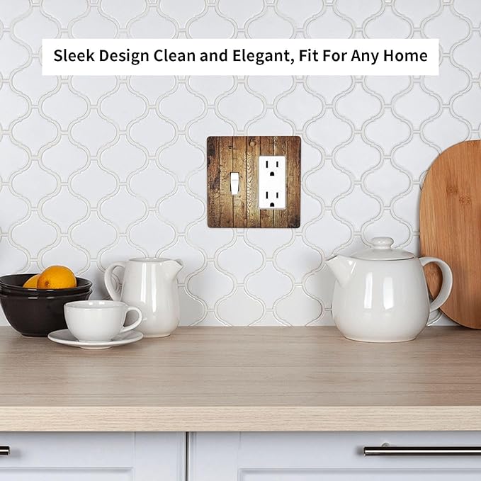 Rustic Brown Wood Natural Wooden Outlet Covers 1 Toggle 1 Rocker Combination Electrical Switch Plates Light Switch Cover Plate Decorative Wall Plate for Bedroom Home Decor