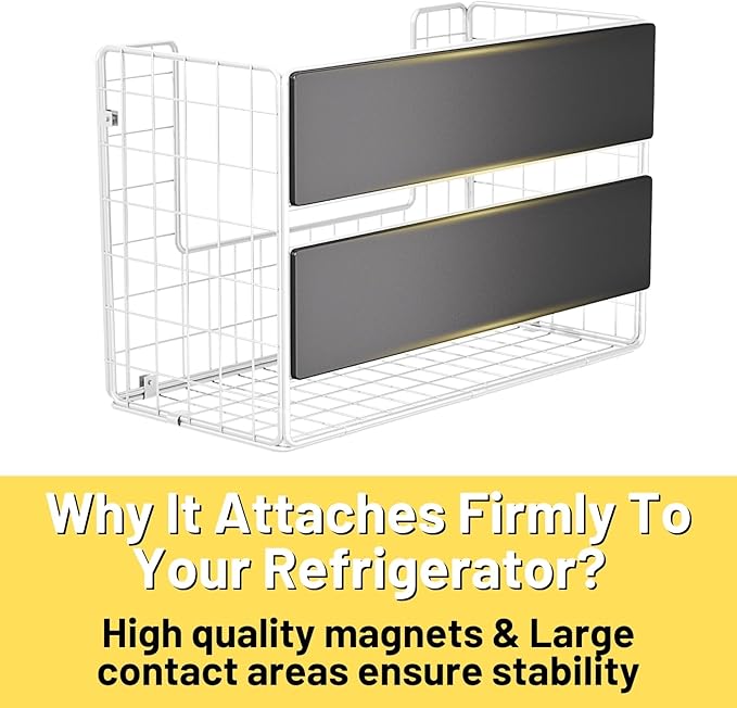 Ofiray-home Magnetic Fridge Shelf, Fruit Potato & Onion Storage Bins, Pantry Organizers, Large Container Basket for Refrigerator, Kitchen Counter, Cabinet (2, White)
