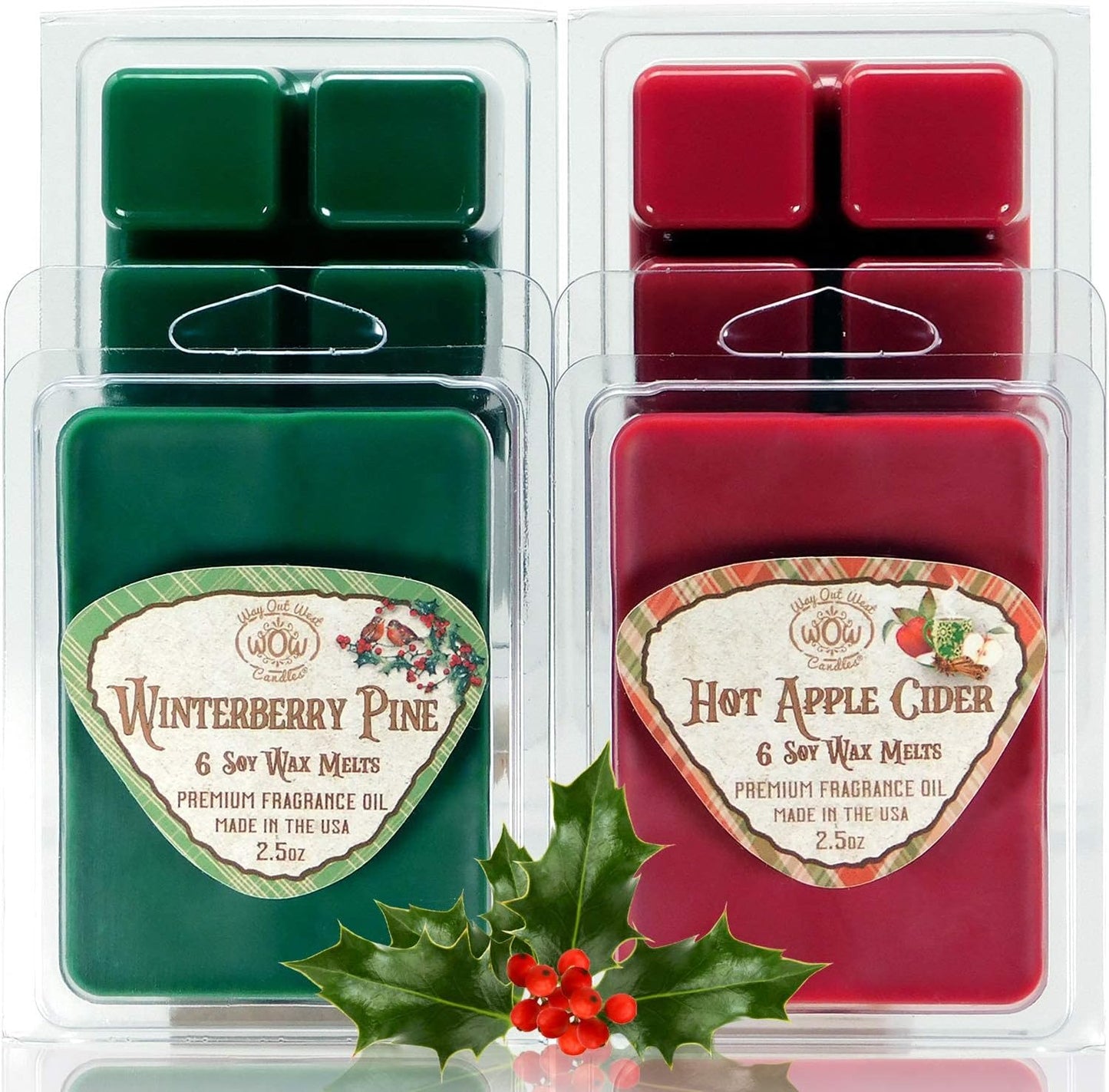Scented Wax Melts for Wax Warmers - Highly Fragrant Air Freshener - 4 Pack Assorted Set of 6 Melt Cubes - Made in USA by Way Out West Candles (4, Fall & Winter Assortment)