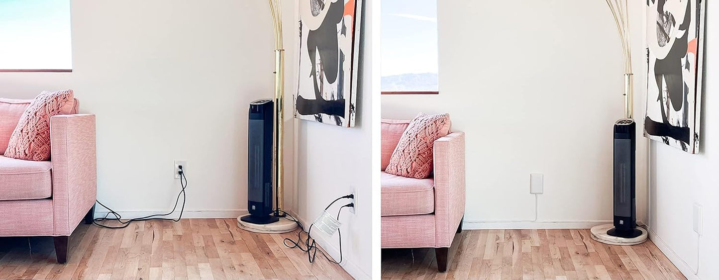 Sleek Socket Original & Patented Ultra-Thin Outlet Concealer with Cord Concealer Kit, Flat Extension Cord with Multi Outlets Power Strip, Ideal for Home Improvement, Hide Bulky and Messy Cords