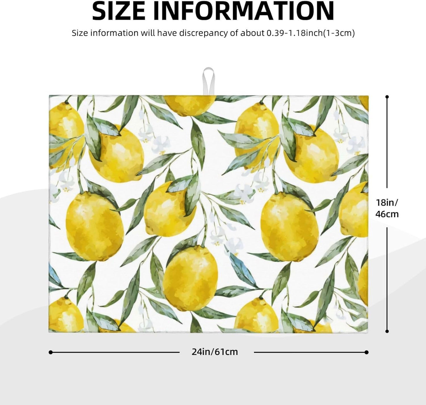 Lemon Dish Drying Mat 18x24 For Kitchen Counter Absorbent Microfiber Dishes Pad Dish Drainer Rack Mats Fast Dry Kitchen Accessories