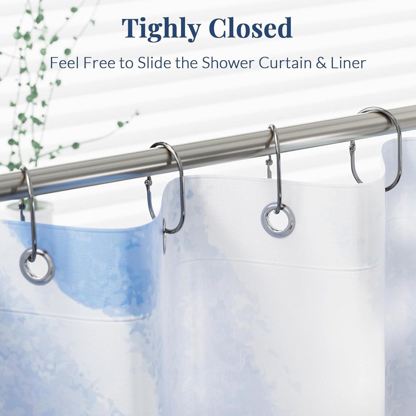 Chrome Shower Curtain Rings - 12 Pcs Anti-Drop, Rust Proof Metal Shower Hooks for Curtain Rod