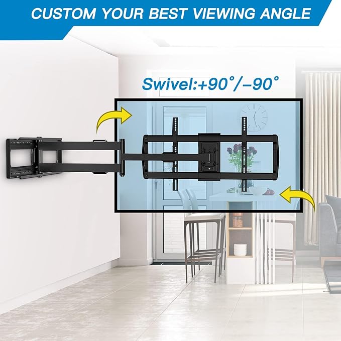 PERLESMITH Long Arm TV Wall Mount for 42-90 inch TVs, Full Motion TV Mount with 42.72 inch Extension Articulating Arm Swivel and Tilt, Max VESA 800x400mm, Holds up to 150 lbs, 16”,18”, 24” Studs
