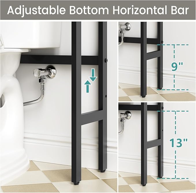 Over The Toilet Storage Cabinet, Bathroom Organizer Over Toilet Storage with Rattan Doors and Soft Hinges Above Toilet Bathroom Storage Over-The-Toilet Storage (Cream White)