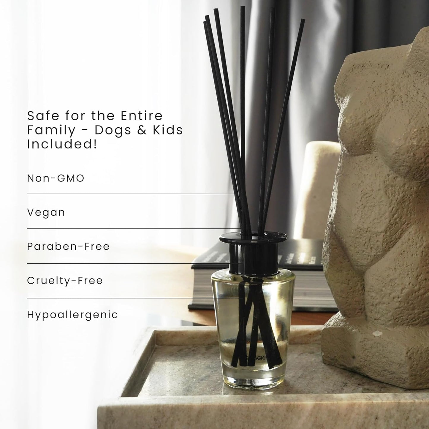 Vanilla Scent Reed Diffuser - Luxury Decorative Scent Diffusers for Home with Premium Fiber Reeds for Lasting Gentle Dispersal - Natural, Toxin-Free Vanilla Aroma Oil Diffuser Sticks