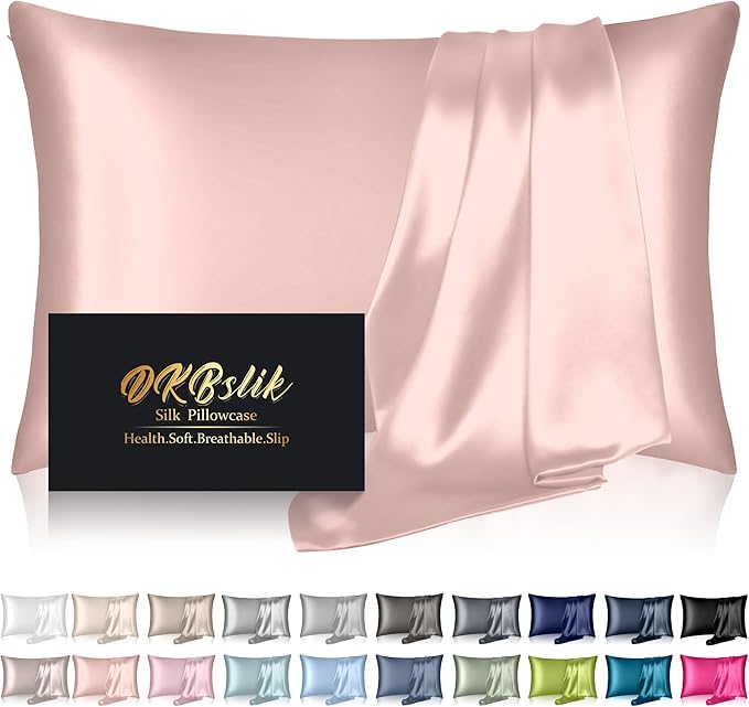 Mulberry Silk Pillow Cases Queen Size, Silk Pillowcase for Hair and Skin, Anti Acne Cooling Beauty Sleep Both Sides Natural Silk Satin Pillowcases with Hidden Zipper, Gifts for Women Men, Coral