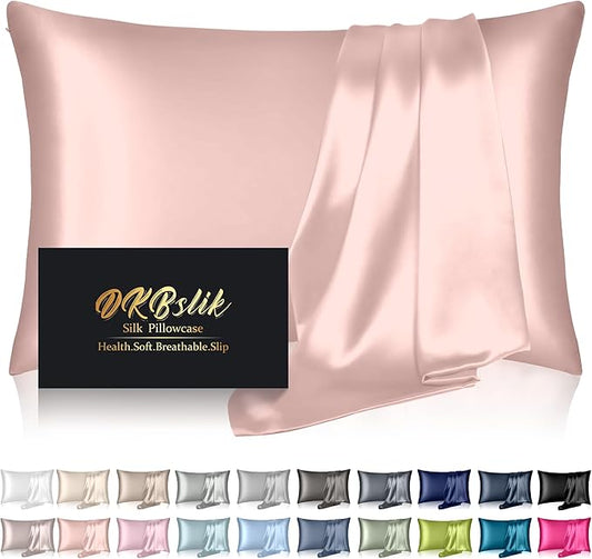 Mulberry Silk Pillow Cases Queen Size, Silk Pillowcase for Hair and Skin, Anti Acne Cooling Beauty Sleep Both Sides Natural Silk Satin Pillowcases with Hidden Zipper, Gifts for Women Men, Coral