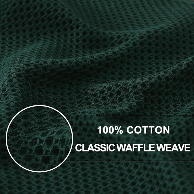 Homaxy 100% Cotton Waffle Weave Kitchen Dish Towels, Ultra Soft Absorbent Quick Drying Cleaning Towel, 13 x 28 Inches, 8-Pack, Blackish Green