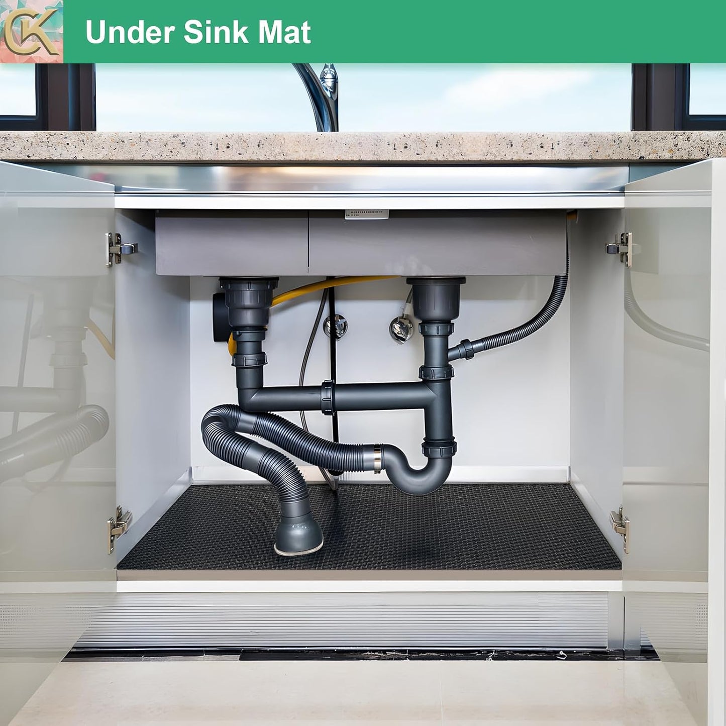 Self-Adhesive Shelf Liner Kitchen Liner, Waterproof Backed Paper Easy Peel and Stick Contact Liner Without Residue for Decor Your Desk Surface, Kitchen Countertops (Black, 11.8 x 236.2 inches)