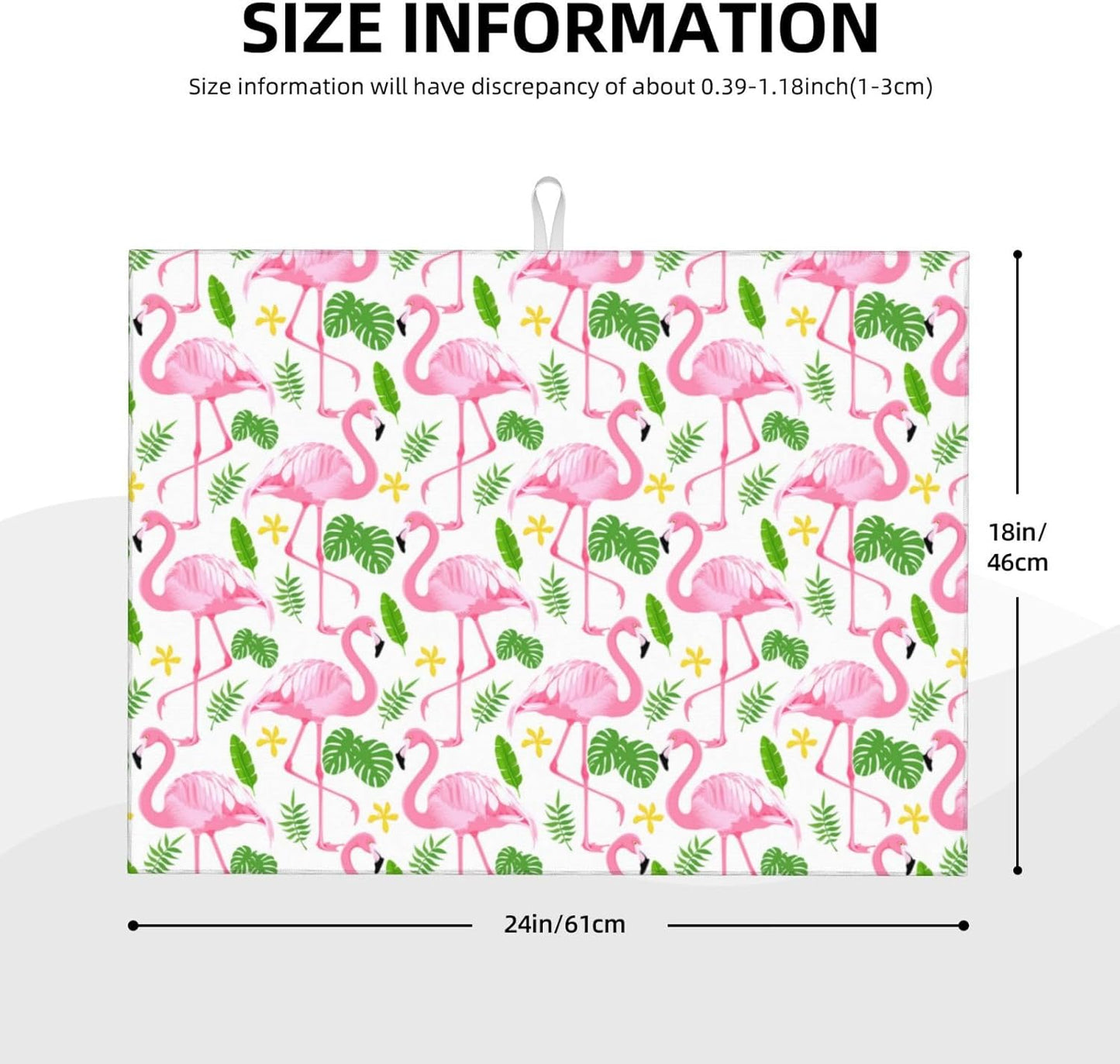 Pink Flamingo Leaf Dish Drying Mat 18x24 For Kitchen Counter Absorbent Microfiber Dishes Pad Dish Drainer Rack Mats Fast Dry Kitchen Accessories