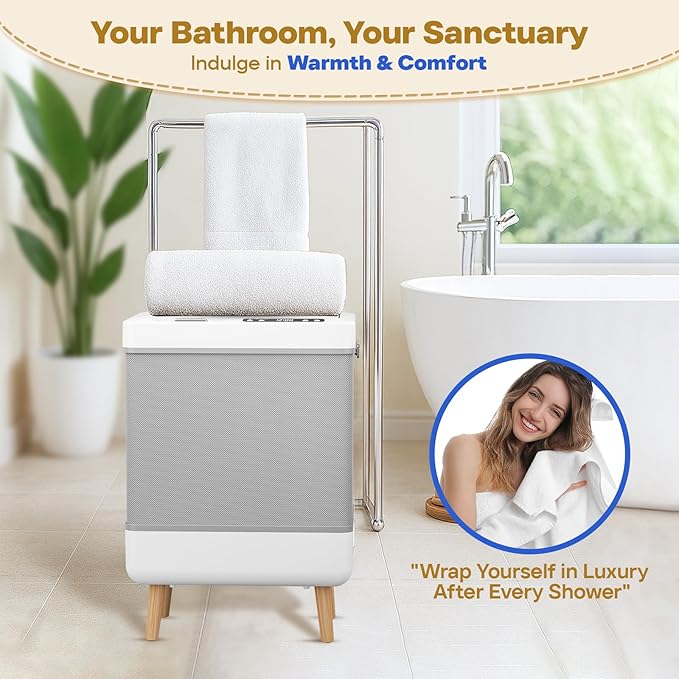 35L Foldable Towel Warmer Bucket, Fits 3 Large Towels or 2 Robes, Fast Heating, One-Piece Space-Saving Design, High-Temperature Indicator, ETL Certified