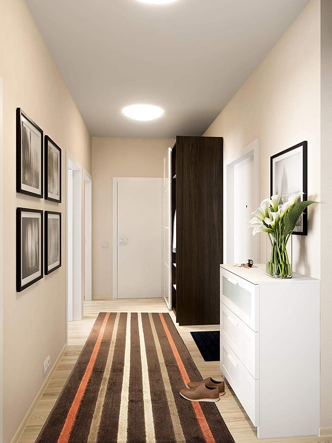 Custom Length Hallway Runner Rug,Slip Resistant,Striped Orange, 26 Inch X 34 feet, Sold and Priced Per Foot