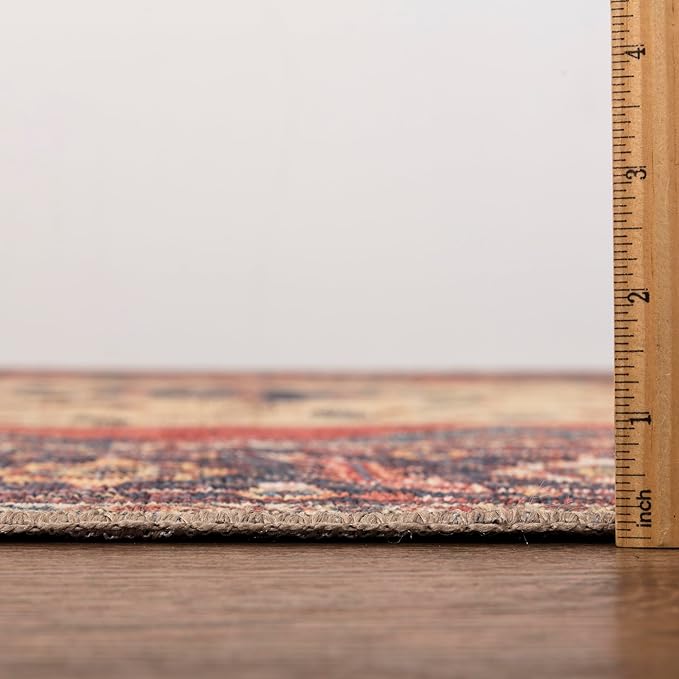 Keen Home Design 6x9 Rug - Machine Washable Area Rug with Non-Slip Backing, Ideal for Living Room, Dining Room, Bedroom - Vintage, Easy Clean, Durable, Low Pile Rug - (6' x 9')