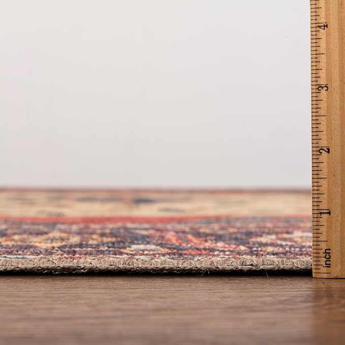 Keen Home Design 2x7 Rug - Machine Washable Runner Rug with Non-Slip Backing, Ideal for Hallway, Entryway, Kitchen, Laundry Room - Vintage, Easy Clean, Durable, Low Pile Rug - (2'6" x 7')