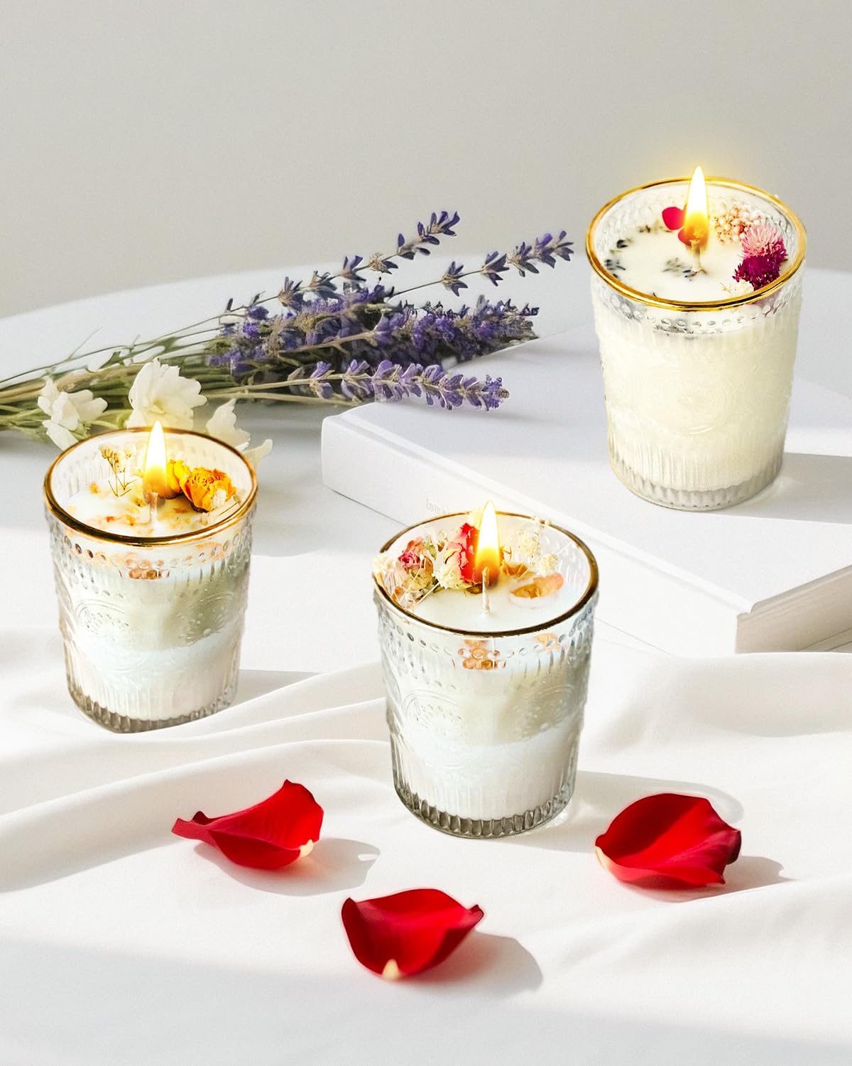 Jasmine Scented Candle, 36 Hours Long-Lasting, Natural Soy & Beeswax Glass Jar Candle, Fragrant Home Decor for Women, Perfect for Relaxation, Romance, and Gifts