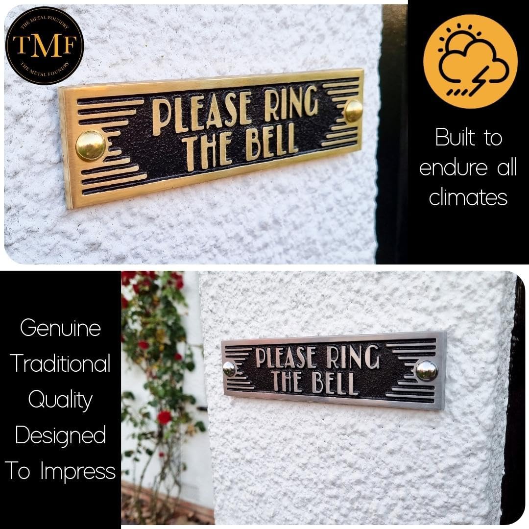 The Metal Foundry Please Ring The Bell Metal Door Sign. Art Deco Style Home Décor Accessories Door Or Wall Aluminium Plaque. Handmade In England.