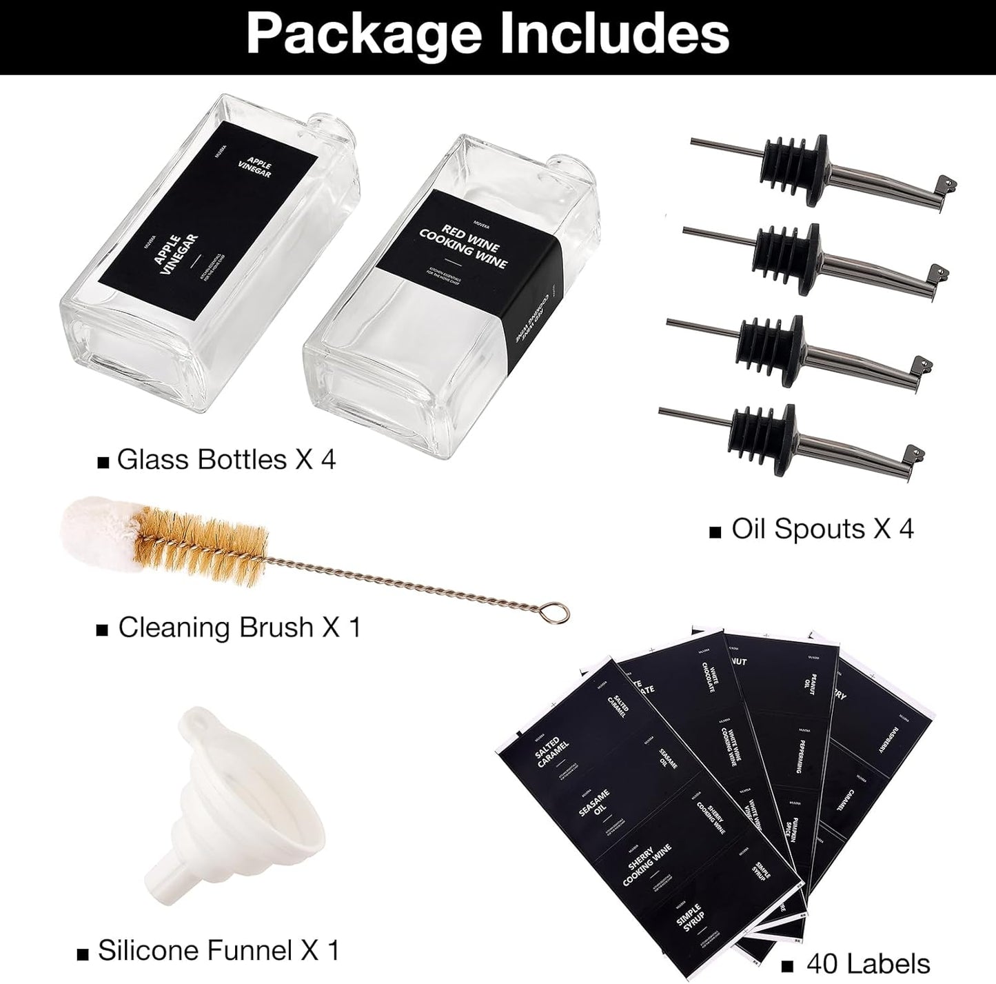 Olive Oil Dispenser Bottle for Kitchen, 16.9 oz/ 500 ml Cooking Oil Container, Glass Oil Dispenser Set, Glass Cruet for Oil with Pourer Spouts, Coffee Syrup Dispenser