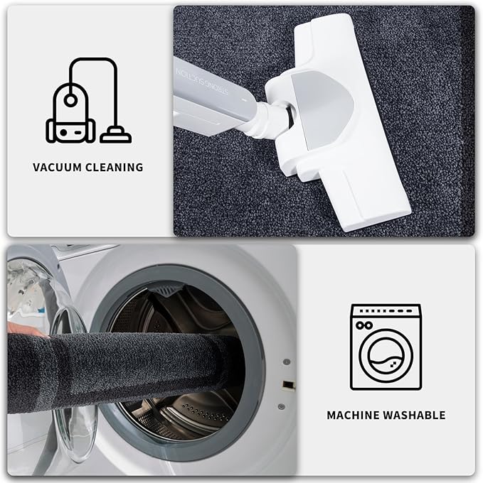 PURRUGS Dirt Trapping Door Mat 24" x 84", Non-Slip/Skid Machine Washable Entryway Rug, Shoes Scraper, Area Rug, Super Absorbent Welcome Mat for Muddy Wet Shoes and Paws, Bluish Grey & Charcoal