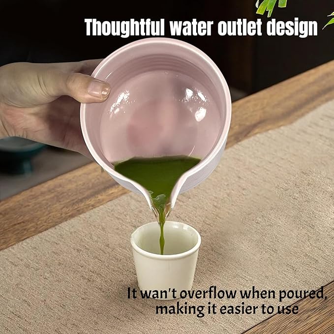 Matcha Whisk Set,6Pcs Matcha Kit Includes Matcha Whisk and Holder,Matcha Bowl with Spout,Matcha Sifter and 2Pcs Matcha Spoon,Suitable as a gift for those who like matcha (Pink)