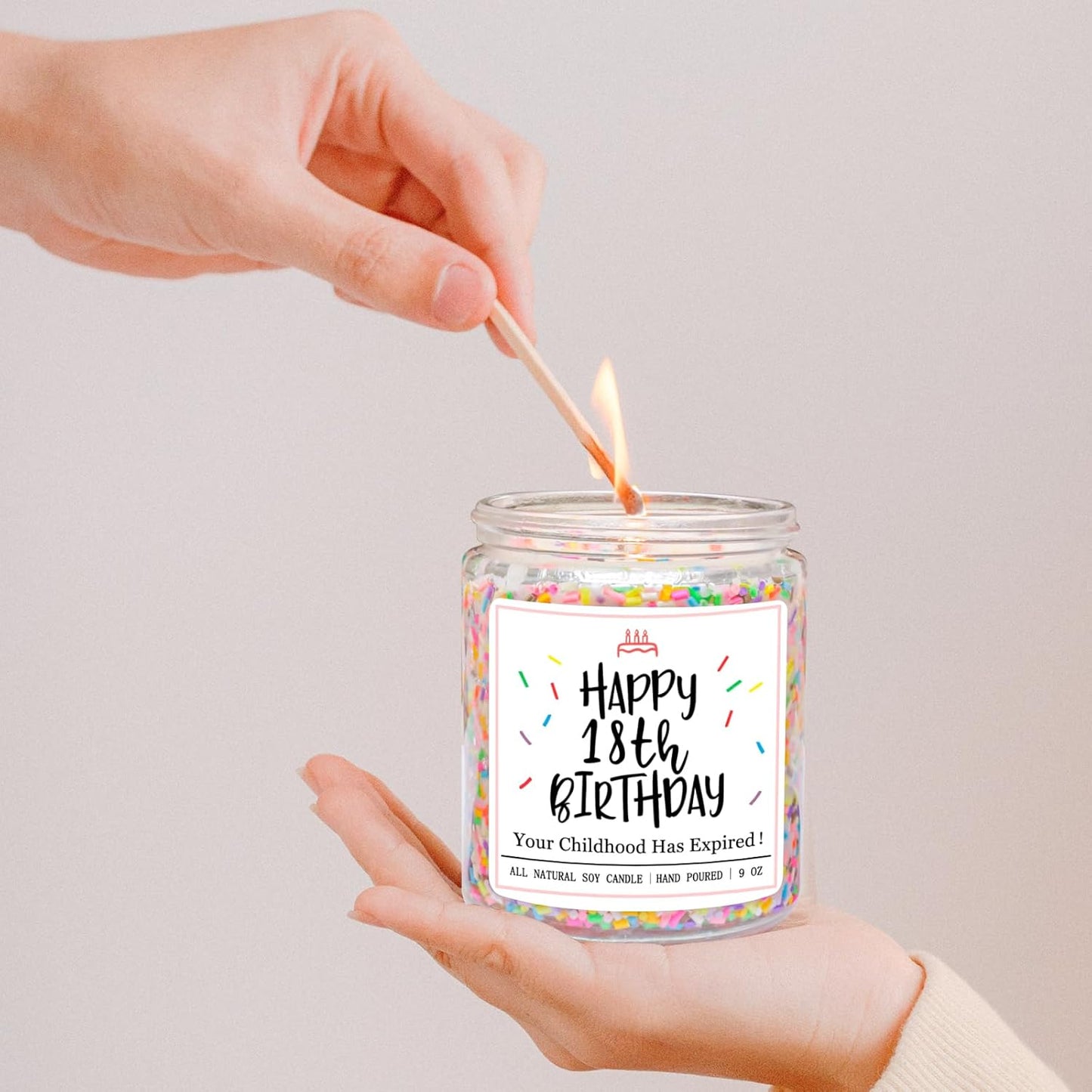 Homsolver 18th Birthday Gifts for Girls, Vanilla Scent Ideas 18th Birthday Candles for Women Sister, Daughter, Best Friends, Handmade Aromatherapy with 50+ Hour Burn Time, Funny Birthday Decorations