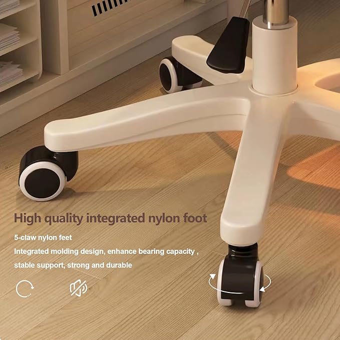 Small Desk Chair Round Rolling Chair with Back PU Leather Height Adjustable Swivel Vanity Work Computer Stool Chair for Home Office Bedroom, Set of 4