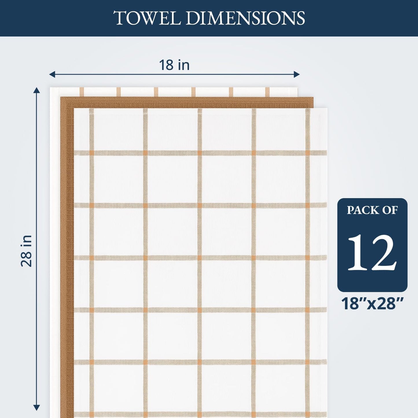 LANE LINEN Kitchen Towels & Dishcloths Set of 12-100% Cotton, Quick-Drying 18” x 28” Absorbent Dish & Tea Towels, Soft Hand Towels for Kitchen - Beige