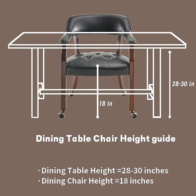 MODERION Solid Wood Boss Caption's Chairs,Dinning Chairs with Wheels and Arms, Office Desk Chairs, Classic Swivel Accent Chairs with Upholstered,Dinner Chairs, 31.5¡±H for Living Room Gray SY1318GY