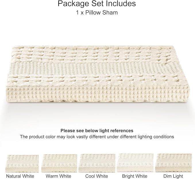PHF Waffle Weave Body Pillowcase with Zipper, 1 Pack 100% Cotton 20" x 54" Pillow Sham, No Insert, Soft & Breathable Pillow Case, Aesthetic Woven Body Pillow Cover for Bedroom Decor, Undyed