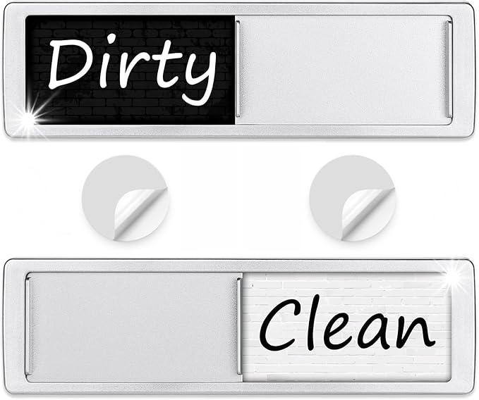 Dishwasher Magnet Clean Dirty Sign Shutter Only Changes When You Push It Non-Scratching Strong Magnet or Adhesive Options Indicator Tells Whether Dishes are Clean or Dirty (Tiles White/Black)