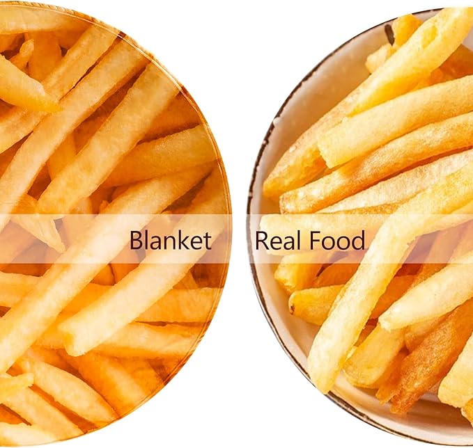 Vessia Frenchfries Throw Blanket, Realistic Funny Food Blanket for Adults and Kids, 300GSM Soft Throw for Couch, Sofa, Bed, Fun Home Decor for All Seasons, 60 inches