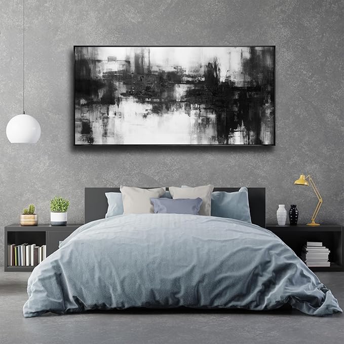 VHMING Abstract Wall Art Large Size Framed Modern Minimalist Canvas Painting Living Room Decor 30"x60"