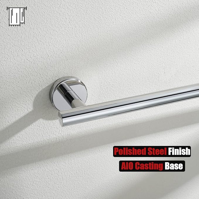 JQK Chrome Towel Bar, 20.5 Inch 304 Stainless Steel Thicken 0.8mm Towel Rack Bathroom, Towel Holder Polished Finished Wall Mount, Useable Length 18 Inch 2 Pack, TB110L18-CH-P2