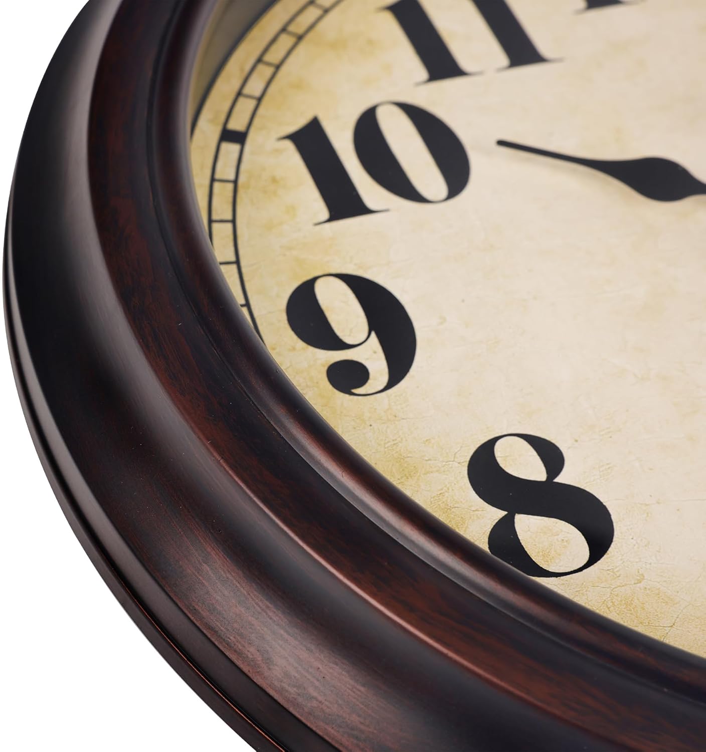 45MinST 13 Inch Red-Brown Vintage Large Wall Clock, Quartz, Battery Operated, Quiet Non-Ticking Accurate Movement with Bold Numerals, Elegant Home Decor