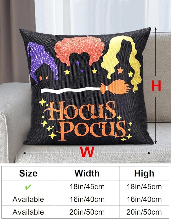 Halloween Decorations Set Of 4 Double-Sided Print Pillow Covers 18" x 18", with 8 Cute Halloween Decor Patterns, Elegant Invisible Zipper, Soft Linen Throw Pillow Covers for Outdoor & Indoor Use