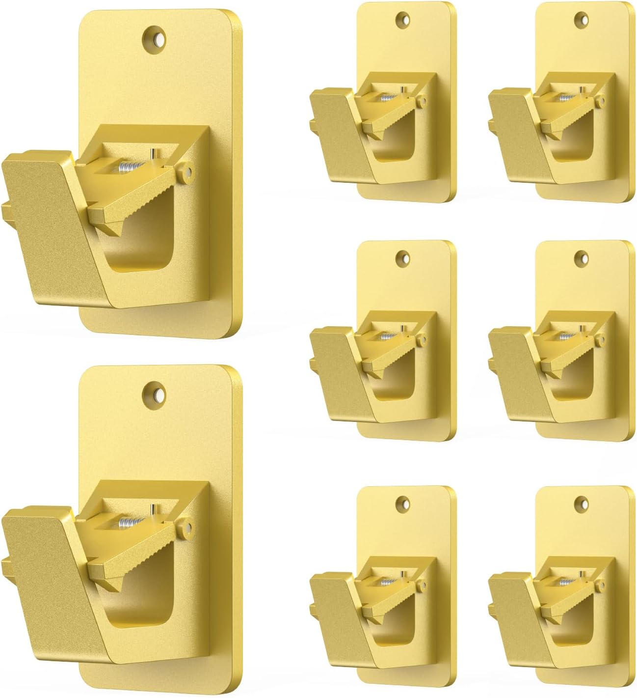 3M Adhesive No Drill Curtain Rod Brackets - Heavy Duty 30LB Holders for Bathroom Bedroom Kitchen, Universal Damage-Free Window Rod Hooks with Nail-Free Installation (8PC Gold)