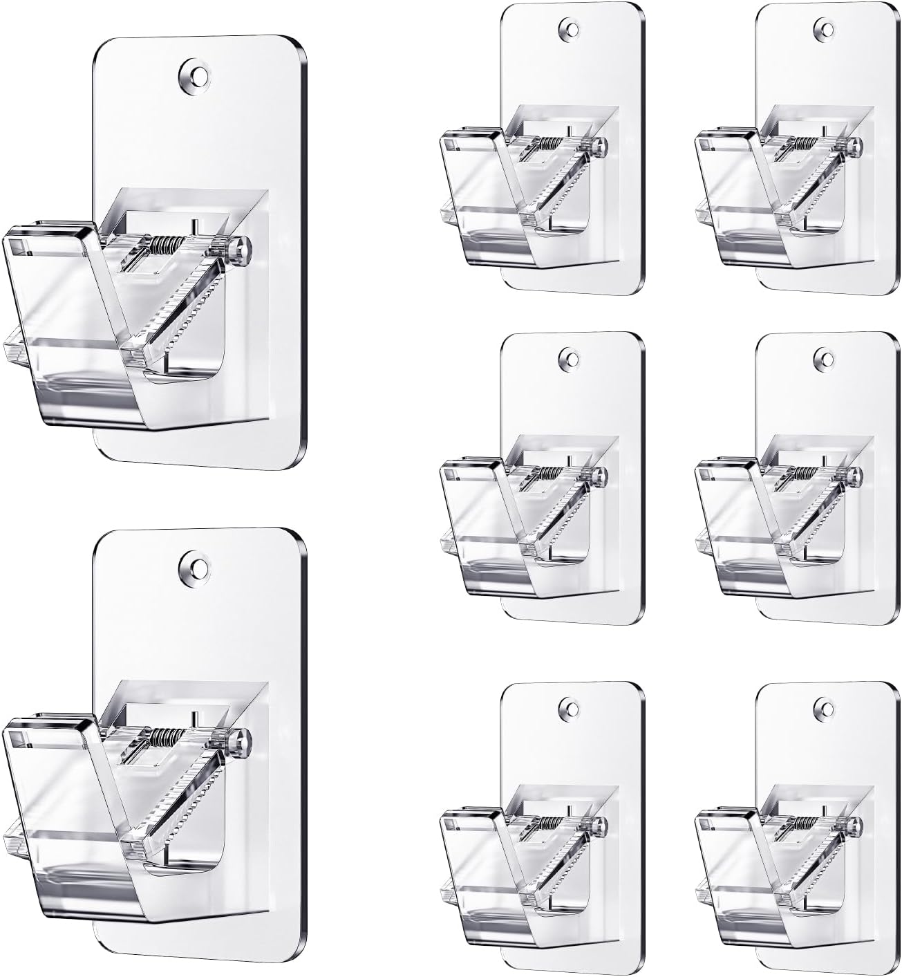 Adhesive No Drill Curtain Rod Brackets - Heavy Duty 30LB Holders for Bathroom Bedroom Kitchen, Universal Damage-Free Window Rod Hooks with Nail-Free Installation (8PC Transparent)