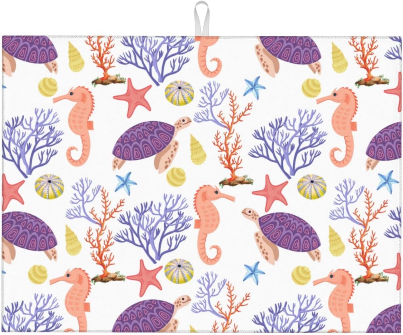 Purple Beach Sea Turtle Dish Drying Mat 18x24 For Kitchen Counter Absorbent Microfiber Dishes Pad Dish Drainer Rack Mats Fast Dry Kitchen Accessories
