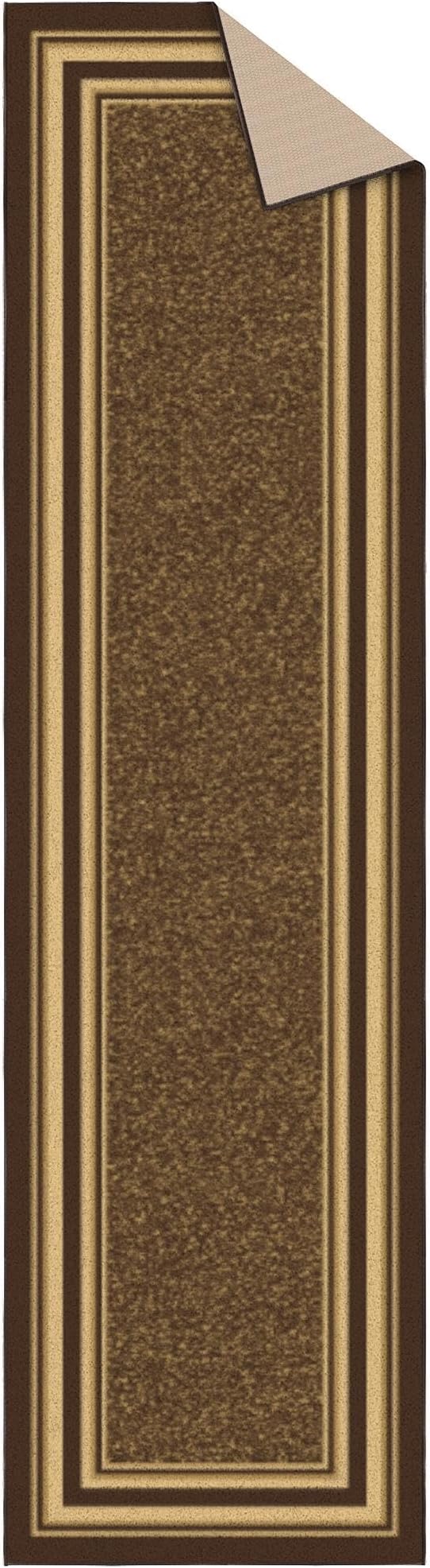 Ottomanson Hallway Runner Rug 2'7" x 9'10" Non Slip Border Area Rugs Easy to Clean Laundry Rug Runner Durable & Pet Friendly Floor Carpet Runners for Hallways Entryway Living Room Kitchen, Brown