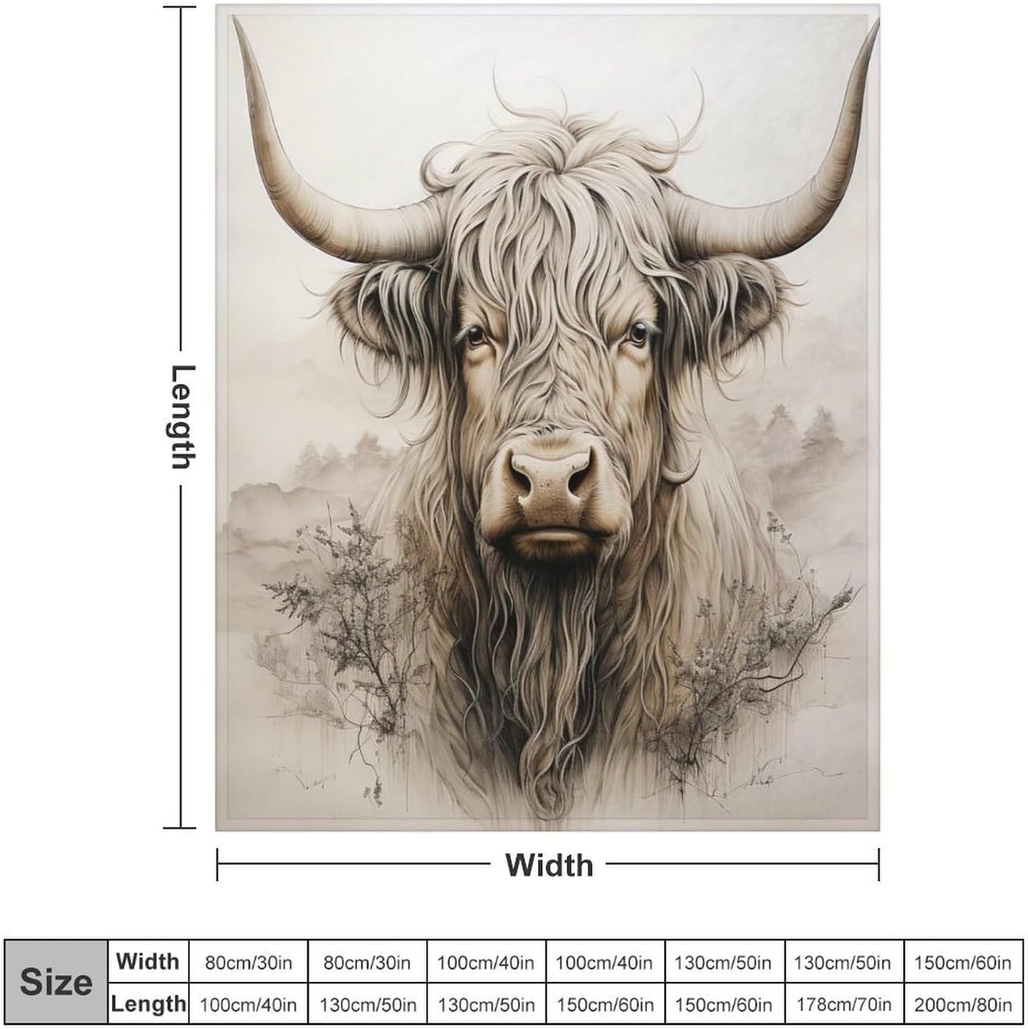 Highland Cow Throw Blanket for Teens Boys Girls and Adults Soft Warm Cozy Funny Midweight Food Flannel Blankets for Couch Sofa Bed Camping Travel Home Decor 40" X 50"