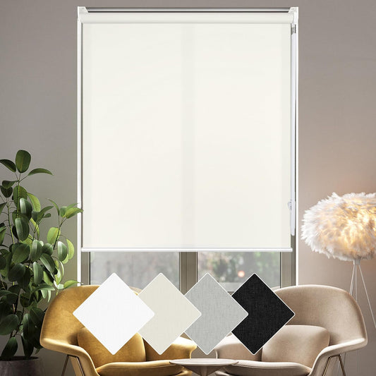 Homebox 50% Blackout Light Filtering Blinds for Windows,Room Darkening Roller Shades Roll up and Pull Down Blind Shades for Home Office 53" W×72" H Milk White