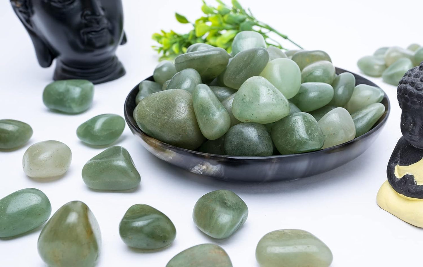 Crocon 1LB Green Jade Tumbled Stones and Crystals Bulk 2000+ Carats Natural Crystal Kit for Reiki Healing Crystal Polished, Tumble Stones, Chakra Balancing, Reiki Gift, Home Decor Size : 20mm