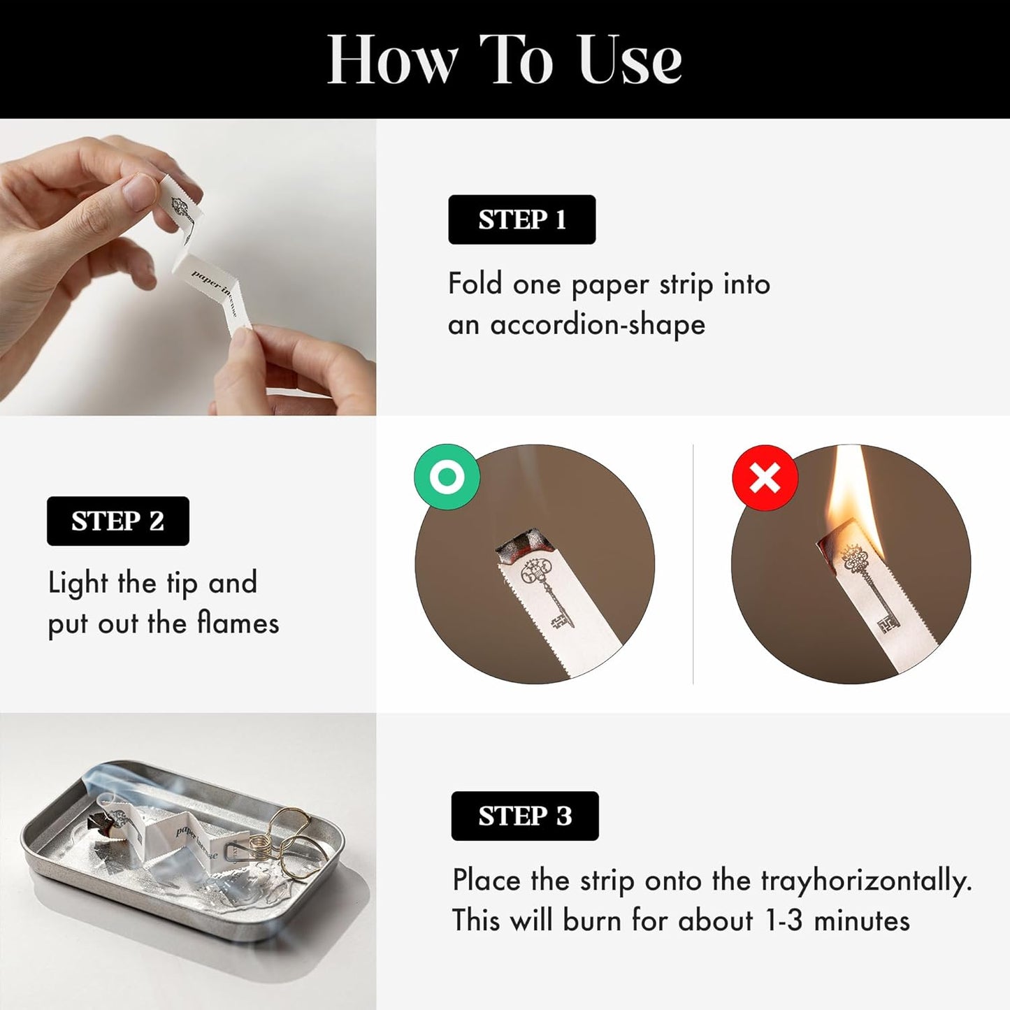 Paper Incense - 48pcs with Vintage Tin Case, Burning Papers Infused with Natural Essential Oils, Quick Usage & Long-Lasting Fragrance, Eliminating Bathroom, Kitchen, Pet Odors - Oriental Sweet