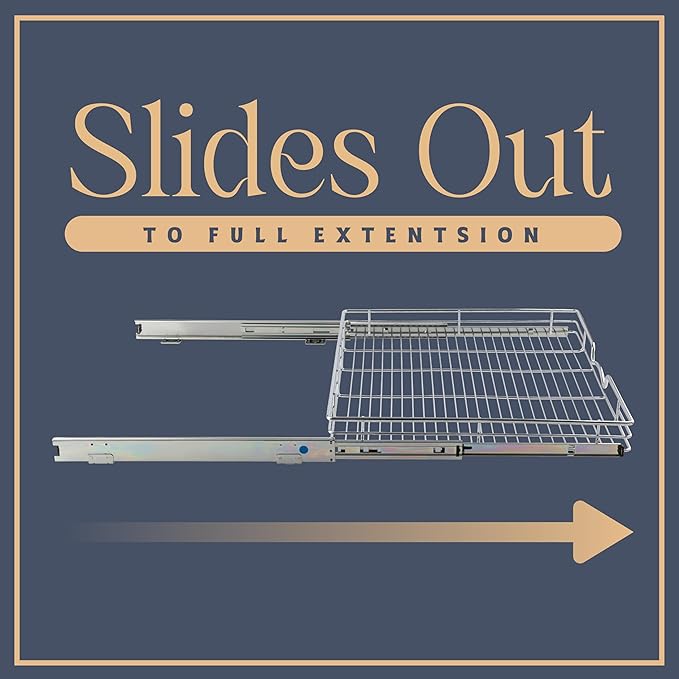 HOLDN’ STORAGE Pull Out Cabinet Organizer, Heavy Duty Caddy w/Lifetime Limited Warranty -24”W x 21”D - Requires At Least 25-1/4” Cabinet Opening, Steel Metal Cabinet Drawers Slide Out, Chrome