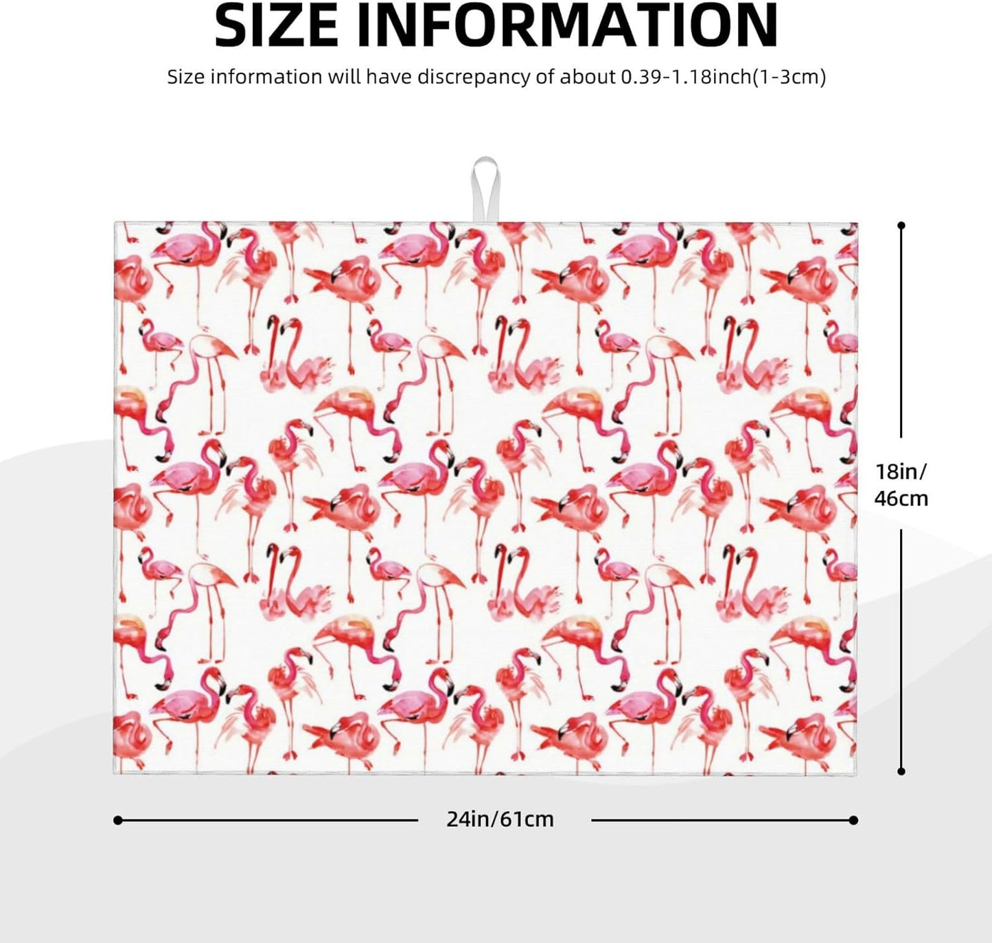 Cute Pink Flamingo Dish Drying Mat For Kitchen Counter, Super Absorbent Microfiber Dish Drying Pad, Kitchen Gadgets For Easy Clean Multi-Use Large 18"x24"