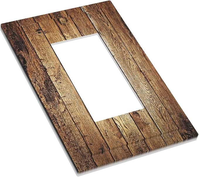 Rustic Brown Wood Natural Wooden Decorative Outlet Covers 1 Gang Single Rocker Wall Plates GFCI Faceplate Light Switch Cover Plate for Bedroom Home Decor