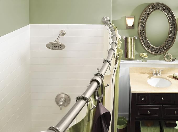 Moen Brushed Nickel Shower Curtain Rings with Double Hooks for Bathroom Shower Rod, (Pack of 12), SR2201BN